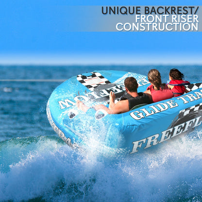 3-Person Towable Tube for Boating Fast Inflation Heavy-Duty Nylon Cover