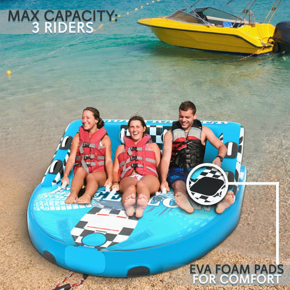 3-Person Towable Tube for Boating Fast Inflation Heavy-Duty Nylon Cover