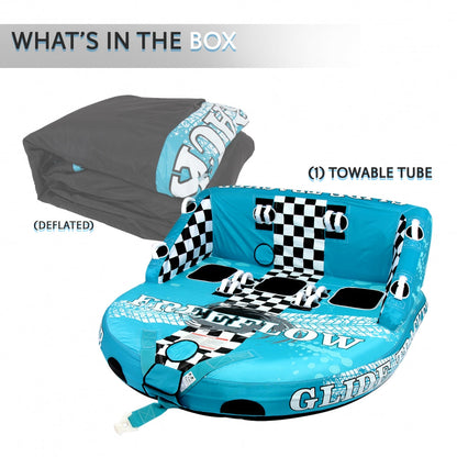 3-Person Towable Tube for Boating Fast Inflation Heavy-Duty Nylon Cover