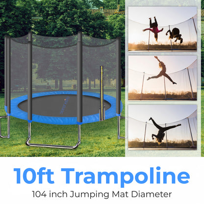 Home Backyard Sports Trampoline - 10Ft Large Outdoor Jumping Fun Trampoline For Kids / Children With Protective Net Cage
