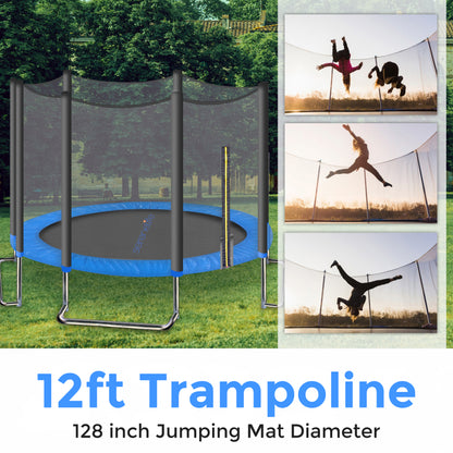 Home Backyard Sports Trampoline - 12Ft Large Outdoor Jumping Fun Trampoline For Kids / Children With Protective Net Cage