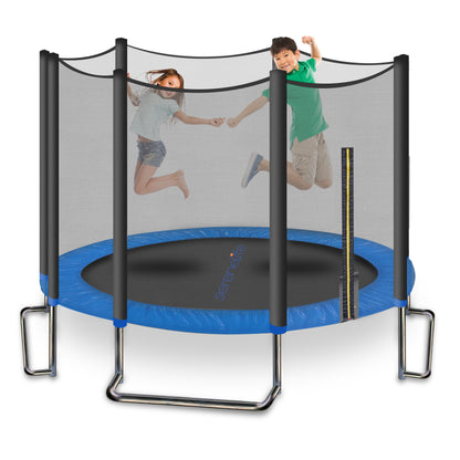 Home Backyard Sports Trampoline - 8Ft Large Outdoor Jumping Fun Trampoline For Kids / Children With Protective Net Cage