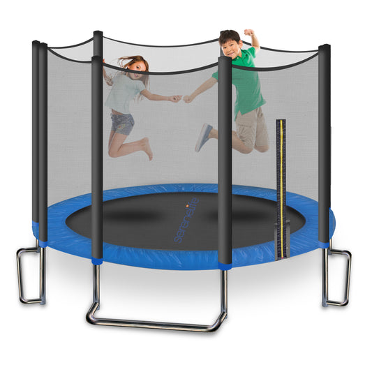 Home Backyard Sports Trampoline - 8Ft Large Outdoor Jumping Fun Trampoline For Kids / Children With Protective Net Cage