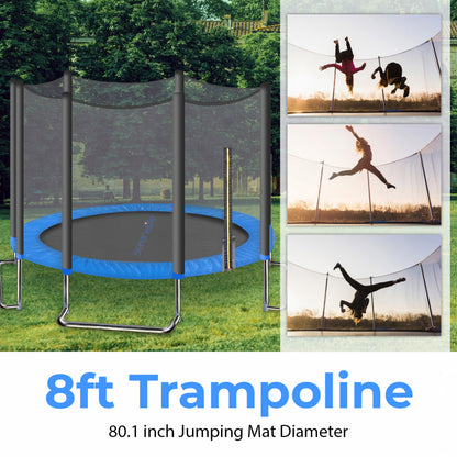 Home Backyard Sports Trampoline - 8Ft Large Outdoor Jumping Fun Trampoline For Kids / Children With Protective Net Cage