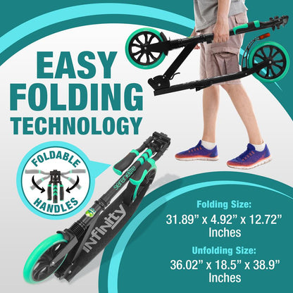 Kick Scooter for Teens & Adults Smooth Ride Alloy Deck Aqua