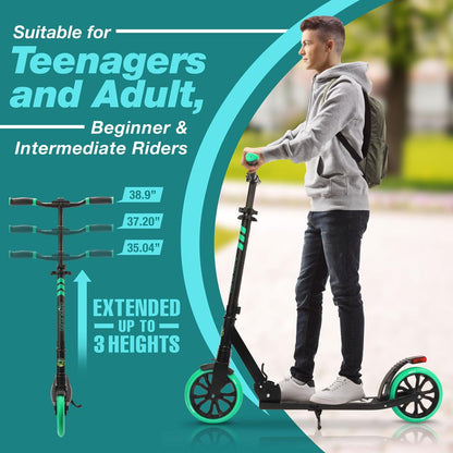 Kick Scooter for Teens & Adults Smooth Ride Alloy Deck Aqua