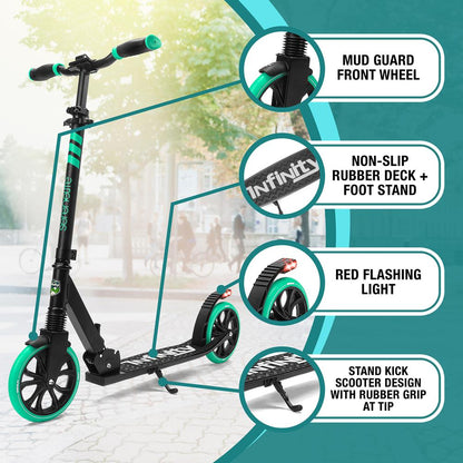 Kick Scooter for Teens & Adults Smooth Ride Alloy Deck Aqua
