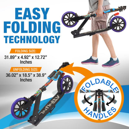 Kick Scooter for Teens & Adults Adjustable Alloy Deck Graffiti Design