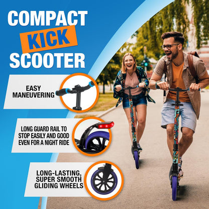 Kick Scooter for Teens & Adults Adjustable Alloy Deck Graffiti Design