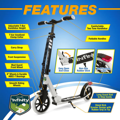 Foldable Kick Scooter for Teens & Adults Smooth Wheels Alloy Deck