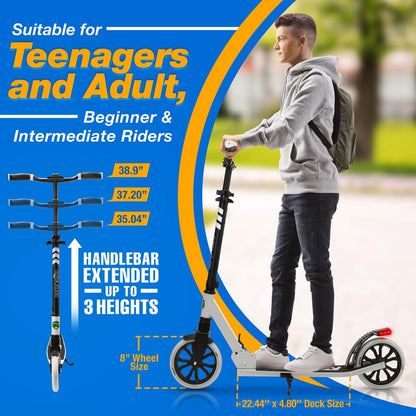 Foldable Kick Scooter for Teens & Adults Smooth Wheels Alloy Deck