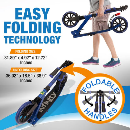 Folding Kick Scooter for Teens/Adults Smooth Ride Alloy Deck Blue
