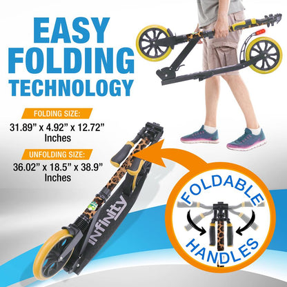Kick Scooter for Teens & Adults Foldable Alloy Deck Leopard Design