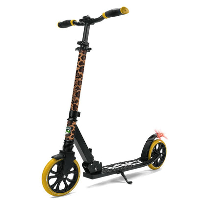 Kick Scooter for Teens & Adults Foldable Alloy Deck Leopard Design