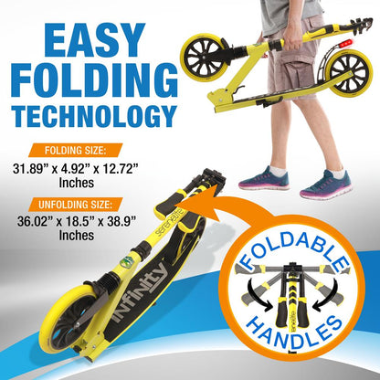 Lightweight And Foldable Kick Scooter - Adjustable Scooter For Teens And Adult Alloy Deck With High Impact Wheels (Yellow)
