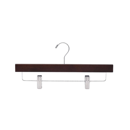 Wooden Pants Hangers 20 Pack Non-Slip Clips 360° Swivel Retro Brown