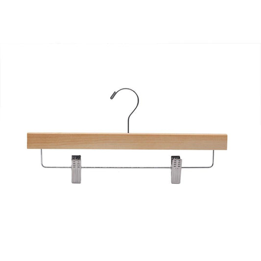 Wooden Pants Hangers 20-Pack Non-Slip Clips Natural Wood