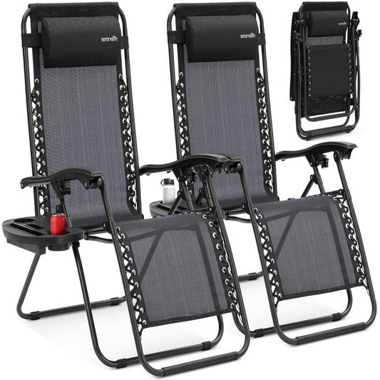 Zero Gravity Recliner Chairs 2-Pack Ultimate Comfort Steel & Textilene