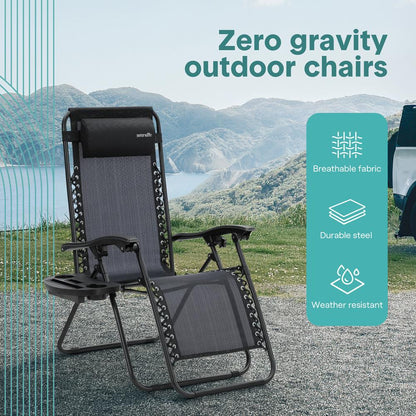 Zero Gravity Recliner Chairs 2-Pack Ultimate Comfort Steel & Textilene