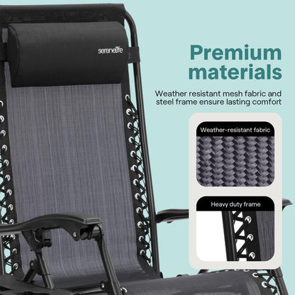 Zero Gravity Recliner Chairs 2-Pack Ultimate Comfort Steel & Textilene