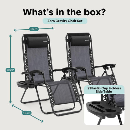 Zero Gravity Recliner Chairs 2-Pack Ultimate Comfort Steel & Textilene