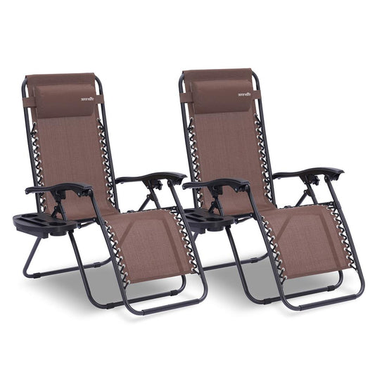 Zero Gravity Recliner Chairs 2-Pack Ultimate Comfort Steel Brown