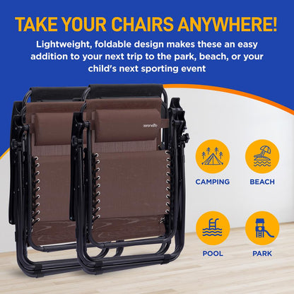 Zero Gravity Recliner Chairs 2-Pack Ultimate Comfort Steel Brown