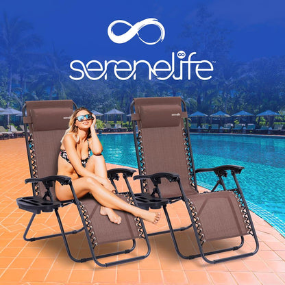 Zero Gravity Recliner Chairs 2-Pack Ultimate Comfort Steel Brown