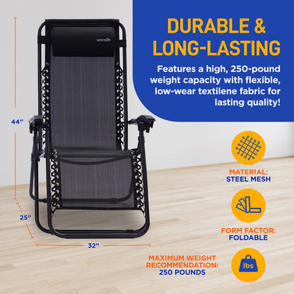 Zero Gravity Chair Set 2-Pack Ultimate Comfort Steel & Textilene Fabric