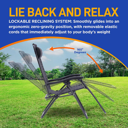 Zero Gravity Chair Set 2-Pack Ultimate Comfort Steel & Textilene Fabric