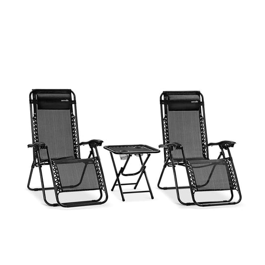 Zero Gravity Chair Set 2-Pack Ultimate Comfort Steel & Textilene Fabric
